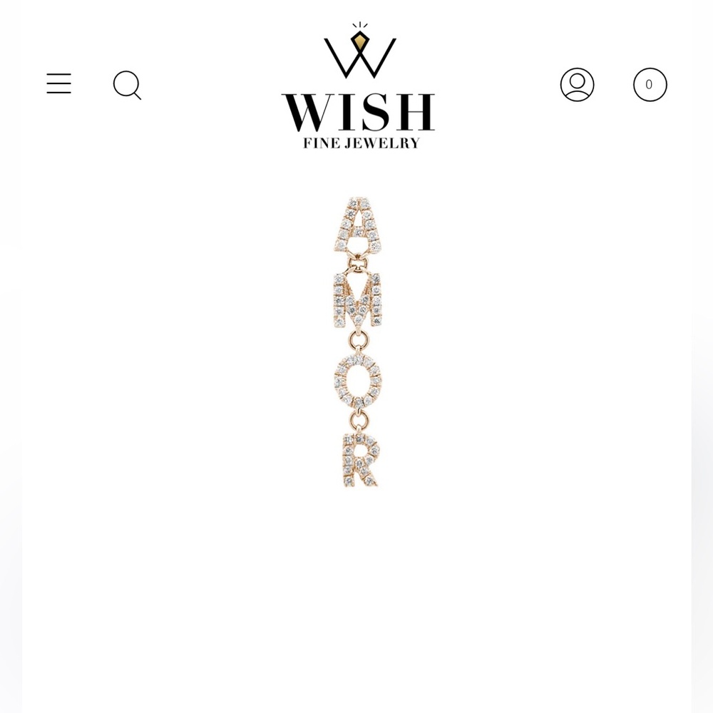 0.20ct Diamond 18K Gold "Amor" Single Dangle Drop Earring